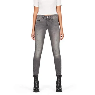 Image of G Star Women&#039;s Lynn Mid Skinny Jeans, Blue (lt aged destroy D06746 6132 1243), 26W / 32L