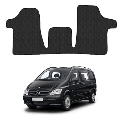 Image of Rubber Floor Mats for the Mercedes Vito (2003 2014) UK Models Custom Van Accessory Tailored fit Heavy Duty, Waterproof &amp; Anti Slip Work with Clips