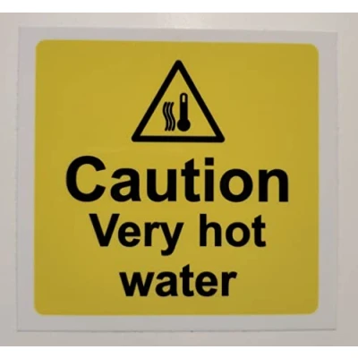 Image of Warning Signs Caution Very hot Water Safety Sign Self Adhesive Sticker 100mm x
