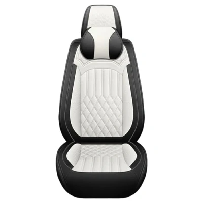 Image of Eunncu Universal Car Seat Covers Waterproof Leather Full Set, Can Protect Front and Rear Seats, To Fit Most Cars, Side Airbag Compatible, White
