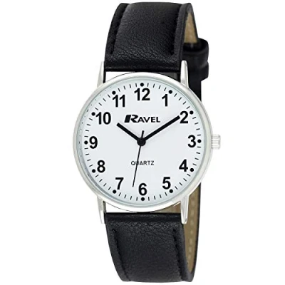 Image of Ravel Women&#039;s Classic Everyday Watch Black/Silver Tone/Number Dial