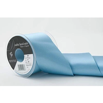 Image of Berisfords Double Faced Satin Ribbon, Dusky Blue, 70 mm Width, 20 metre Length