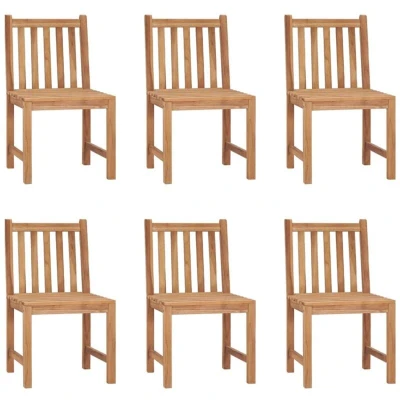 Image of vidaXL Solid Teak Wood Garden Chairs Set of 6, Elegant and Durable Outdoor Seating with Waterbase Finish for Patio or Living Room Use