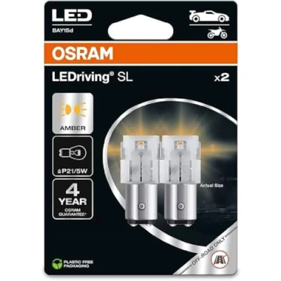 Image of OSRAM LEDriving SL, P21/5W, Amber, LED signal lamps, Off road only, non ECE, Double Blister, P21/5W