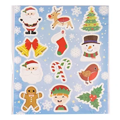 Image of HENBRANDT 72 Stickers (6 Sheets) Christmas Boys Girls Party Favours Stocking Fillers Pinata Decoration Art &amp; Craft Toys