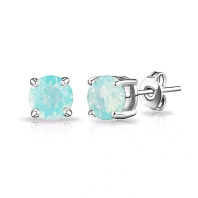 Image of Philip Jones Pacific Green Opal Earrings Created with Zircondia® Crystals