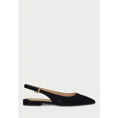 Image of Lauren Ralph Londyn Flats Slingback Ankle strap ballet pumps, Women&#039;s, Size: 3, Black shoes