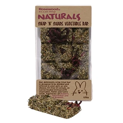 Image of Rosewood Naturals Treats, Snap &#039;n&#039; Share Vegetable Bar, Rabbit Treats &amp; Small Animal 125g