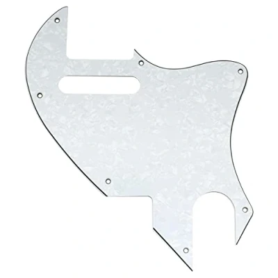 Image of Musiclily Pro 7 Holes Guitar Pickguard for Fender F Hole Hybrid Tele Style Electric Guitar, 4Ply White Pearl