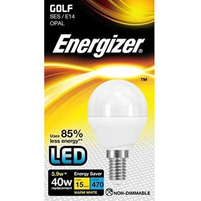 Image of Energizer LED Golf Round Light Bulb 5.9w=40w Warm White SES E14 Small Screw in Pack of 6