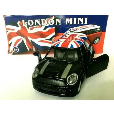 Image of Divine UK MINI Cooper Pull Back 1:36 Scale Die Cast Model Toy Car Black