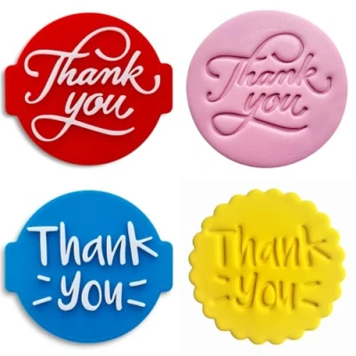 Image of 1066 Factory &#039;Thank You&#039; Embosser Stamp for Icing Fondant Frosting Sugar Paste Cupcake Cake Cookie Baking Decoration (Pattern 6)