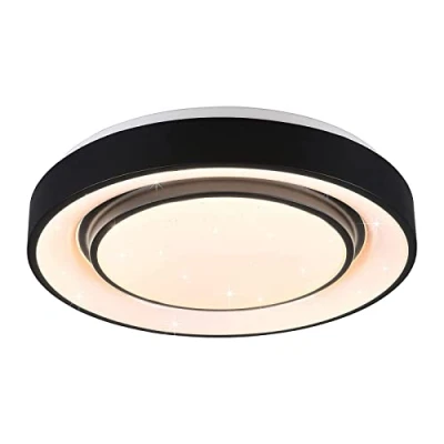 Image of Reality Leuchten WiZ Mona R65041032 LED Ceiling Light 20 Watt RGBW with 16 Million Colours + 64,000 White Tones 18 Scenes Control via App Voice Wall Switch Matte Black