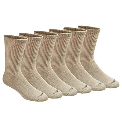 Image of Dickies Men&#039;s Multi Pack Dri tech Moisture Control Crew Socks (Pack of 18), Essential Worker Khaki (6 Pairs), Shoe Size: 6 12