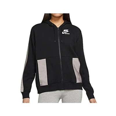 Image of Nike DD5671 W NSW FLC FZ HOODIE HTG Sweatshirt women&#039;s black/moon fossil/white XL