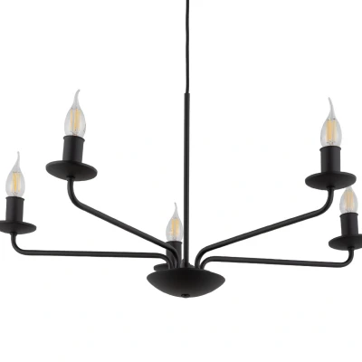 Image of Limal Multi Arm Pendant Ceiling Light Black 5xE14