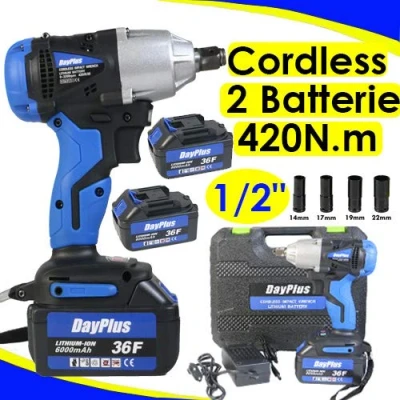 Image of ZanGe Cordless Impact Wrench 2x6.0A Li ion Battery 1/2&quot; Drive 420N.m Ratchet Rattle Nut Gun 18V LED Light 2 Speed w/ 4 Socket Tool Case Fast Charger