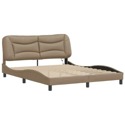 Image of Bed Frame with led without Mattress &#039;Hvar&#039; Cappuccino 160x200 cm Vidaxl