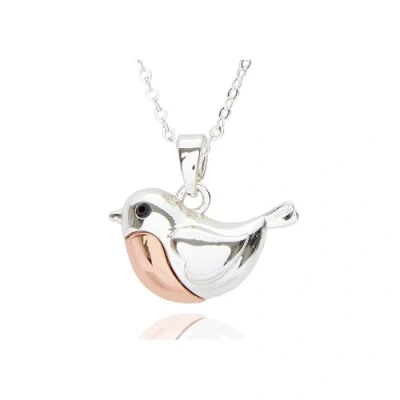 Image of equilibrium Robins Appear Two Tone Silver Plated &amp; Rose Gold Pendant Necklace