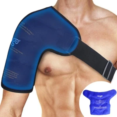 Image of NEWGO Shoulder Ice Pack Reusable Hot Cold Compress for Rotator Cuff Injuries, Dislocated Joint, Bursitis, Tendinitis, Swelling, Frozen Shoulder, Left or Right Black