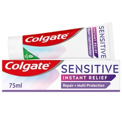 Image of Colgate sensitive instant Relief Repair + Multi protection toothpaste 75ml fluoride sensitivity relief* cavity gum health repairs areas of teeth**