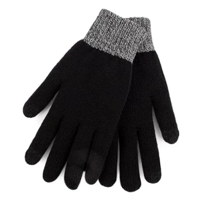 Image of Totes Mens Stretch Knitted SmarTouch Gloves With Brushed Inner