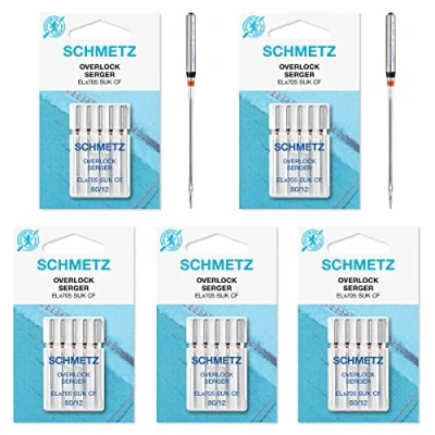 Image of Schmetz 25 Sewing Machine Needles, Overlock / Serger ELx705 SUK CF, Size 80/12