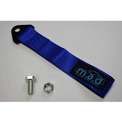 Image of MyldanAutoDesign BLUE M.A.D 280MM TOW STRAP LOOP RECOVERY HOOK TRACK DAY RACE CAR