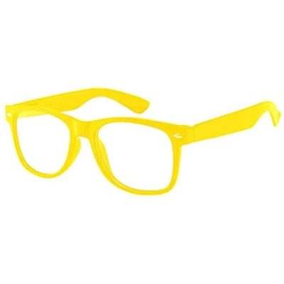 Image of Boolavard Kids Nerd Glasses Clear Lens Geek Fake Eyeglasses for Girls Boys Eyewear Age 4 12 (Yellow)