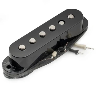 Image of Musiclily Pro ST 50S Staggered Alnico 5 Single Coil Neck Pickup 5.6K for Strat Style Electric Guitar, Black
