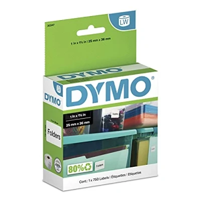 Image of DYMO LW Library Book Spine Labels for LabelWriter Label Printers, White, 1&quot; x 1.5&quot;, 1 Roll of 750