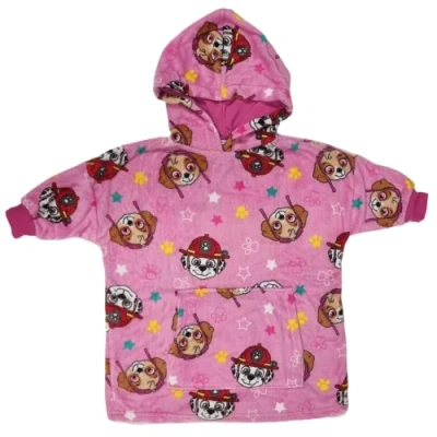 Image of Paw Patrol Deluxe Oodie/Oversized Blanket Hoodie Girls, Fleece Dressing Gown 18m 24m Pink