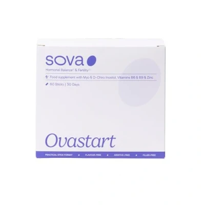 Image of SOVA Ovastart PCOS, Fertility, Hormonal Balance Highly Dosed Myo inositol &amp; D chiro Zinc, Vitamin B6, and Quatrefolic® B9 60 sticks