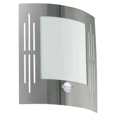 Image of Eglo Lighting City 1 Light Outdoor Wall with Pir Motion Sensor Stainless Steel, E27