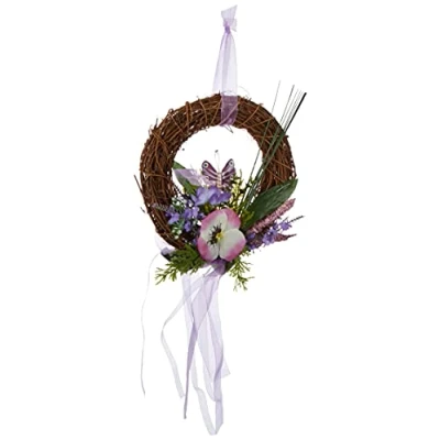 Image of Brauns Heitmann 65129 Wall Wreath with Butterfly, 21 CM, Purple