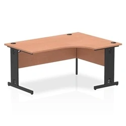 Image of Impulse 1600 RH Crescent Desk Beech Top Black Cable Managed Leg