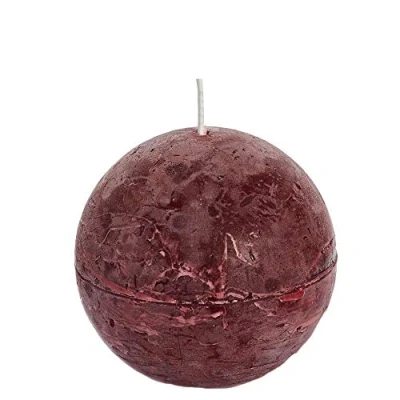 Image of Spaas 6 Rustic Unscented Ball Candles 80 mm, ± 24 Hours, Wine Red