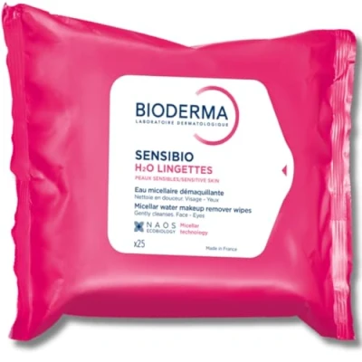 Image of Bioderma Sensibio H2O Micelle Solution Make Up Removing Wipes, 25 Count