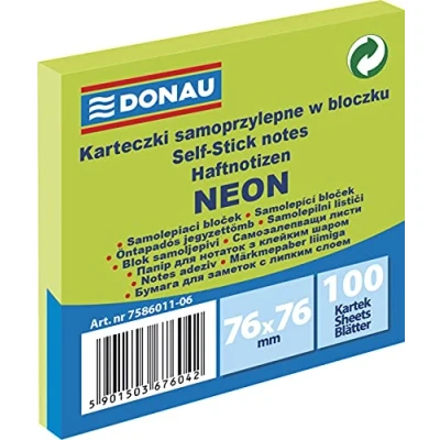 Image of Karteczki samoprzylepne w bloczku 100 kartek zielone
