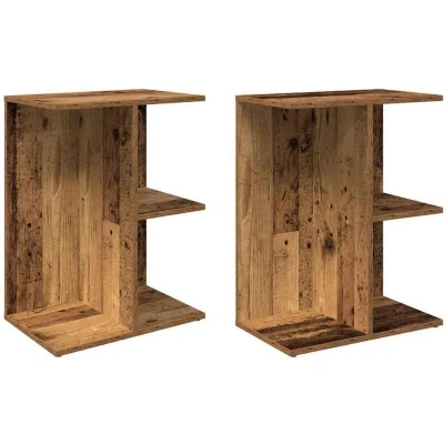 Image of vidaXL Bedside Tables 2 pcs Old Wood 46.5x29x61 cm Engineered