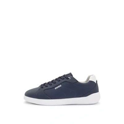 Image of HUGO Riven Trainers, Men&#039;s, Size: 7, Dark blue Imitation leather/ textile