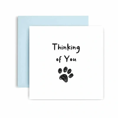 Image of Huxters thinking of you sympathy card Hand illustrated Cat Paw Print condolence greeting cards gift gifts Sorry bereavement 14.8cm (Thinking You)