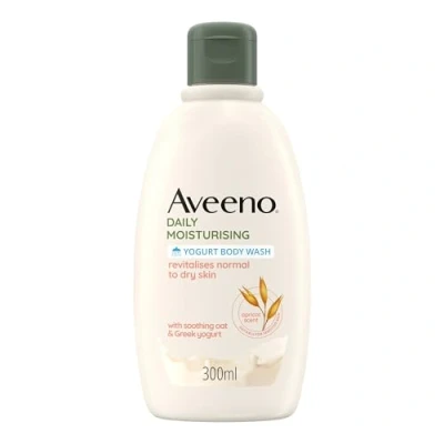 Image of Aveeno Daily Moisturising Yoghurt Shower Bath, Gel without Soap, Foam with Apricot and Honey Fragrance, Bath for Sensitive Skin Oats Greek Yogurt