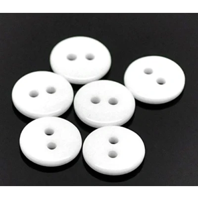 Image of 25 x Plain White Round 18mm Resin Sewing Buttons for Knitting, Arts, Crafts and Clothes