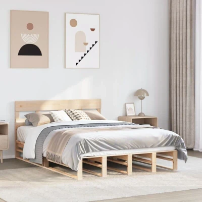 Image of vidaXL Bed Frame without Mattress 160x200 cm Solid Wood Pine