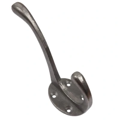 Image of Bridewell Ironmongery 5 X Cast Iron Double Coat Hook Antique New
