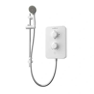 Image of Gainsborough Slim Duo 9.5kW Electric Shower White 3 Spray Mode Head Adjustable Handset with Hose Rub Clean Nozzles Bathroom IPX4