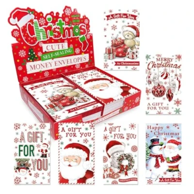 Image of Cute Christmas Self Sealing Money Wallet Gift Voucher Envelopes Pack of 6