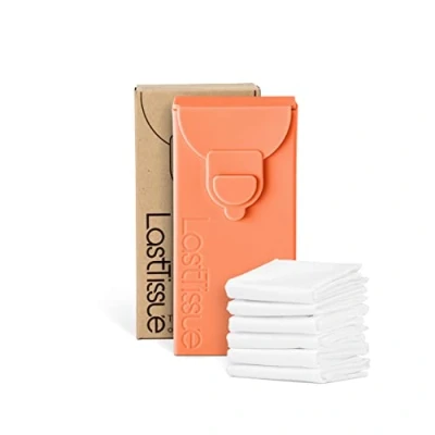 Image of LastTissue® Reusable Cotton Tissue Pack Sustainable, Durable, Eco Conscious, Portable &amp; Washable Facial Tissues for Men and Women with Travel Handkerchief Storage Case