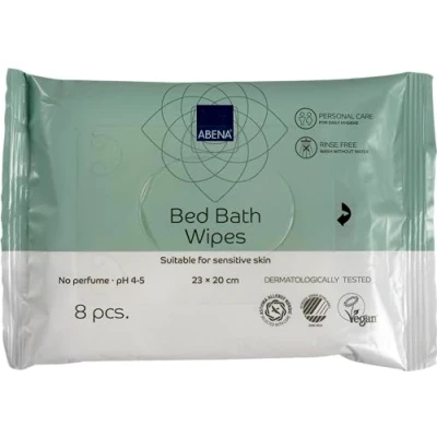 Image of Abena Bed Bath Wipes 20x 23cm 8 Pieces Strong Wet Elderly Aids for Daily Living, Adults Suitable Bound or Immobile Individuals. Body Personal Care.